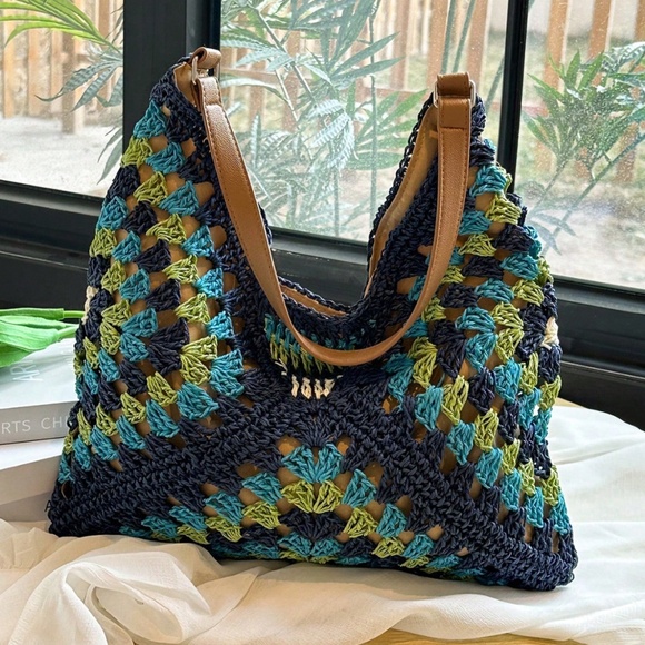 Boho Multicolor Crochet Shoulder Bag - Picture 2 of 5